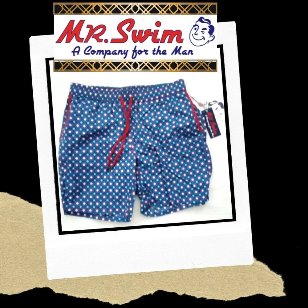 Mr. Swim Dale Geometric Print Trunks NWT